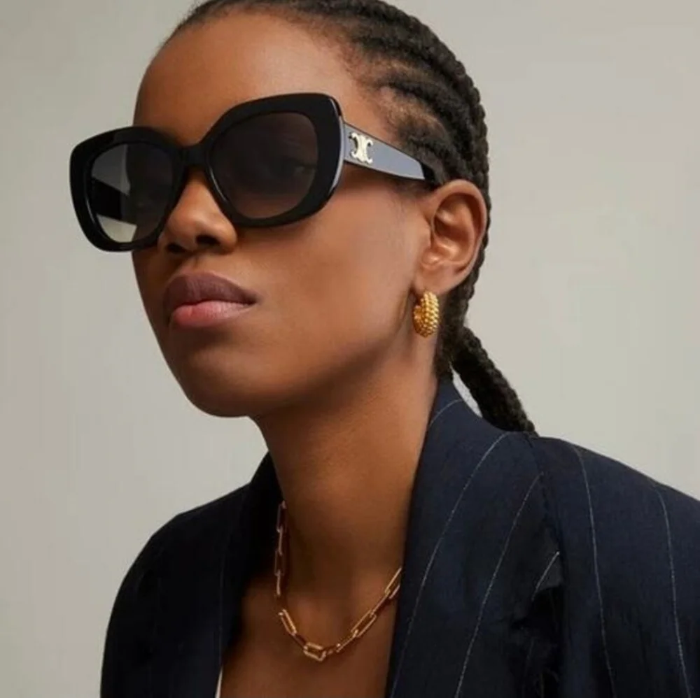 CELINE Triomphe Butterfly Round Sunglasses Acetate Ombre GRADIENT Black SUNNIES - Picture 3 of 16
